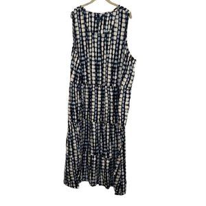 d & co Beach PLUS NEW Indigo blue Shibori tie dye maxi dress 3X 58 bust …